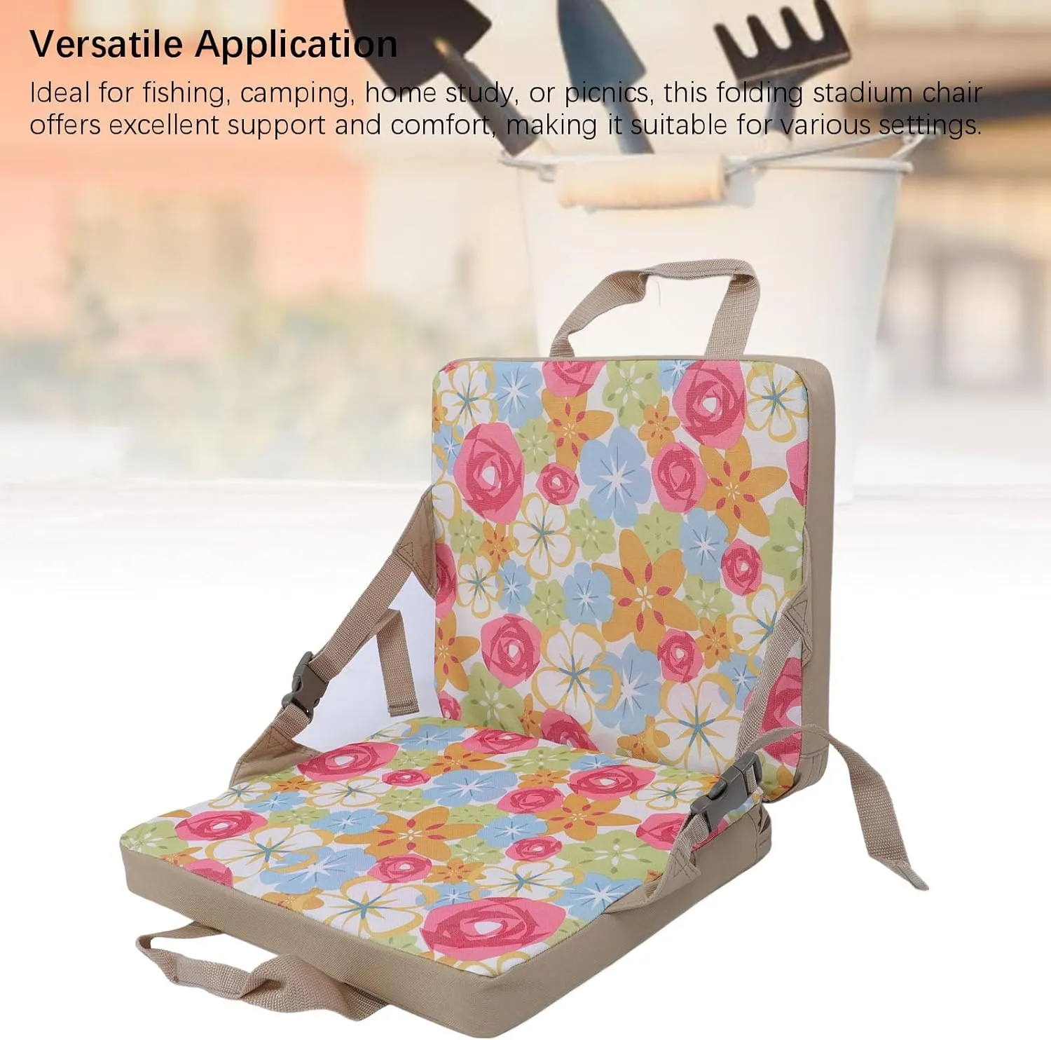 HEEPDD Portable Stadium Seat, Folding Stadium Seat Nylon Bleacher Cushion Lightweight Padded Seat Cushion for Outdoor Activities Fishing Camping Picnics