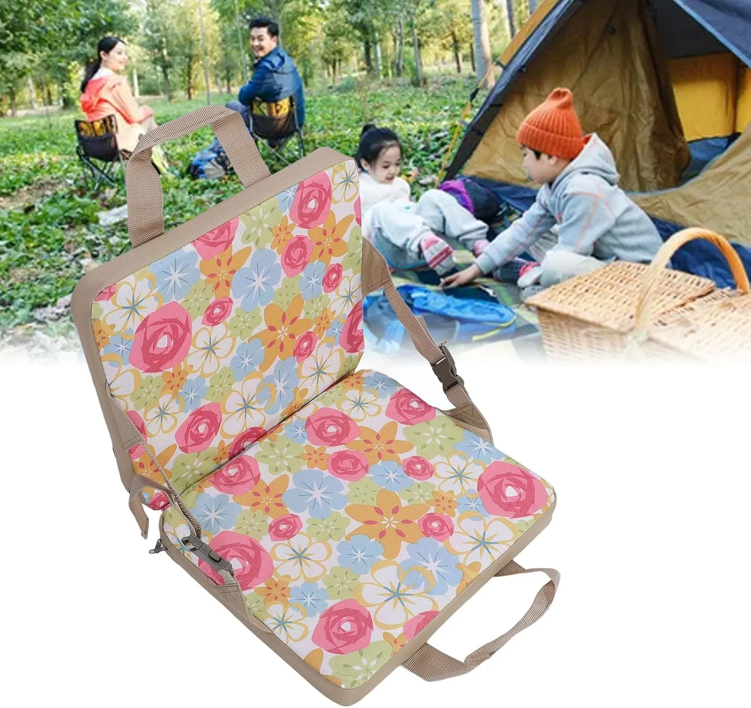 HEEPDD Portable Stadium Seat, Folding Stadium Seat Nylon Bleacher Cushion Lightweight Padded Seat Cushion for Outdoor Activities Fishing Camping Picnics