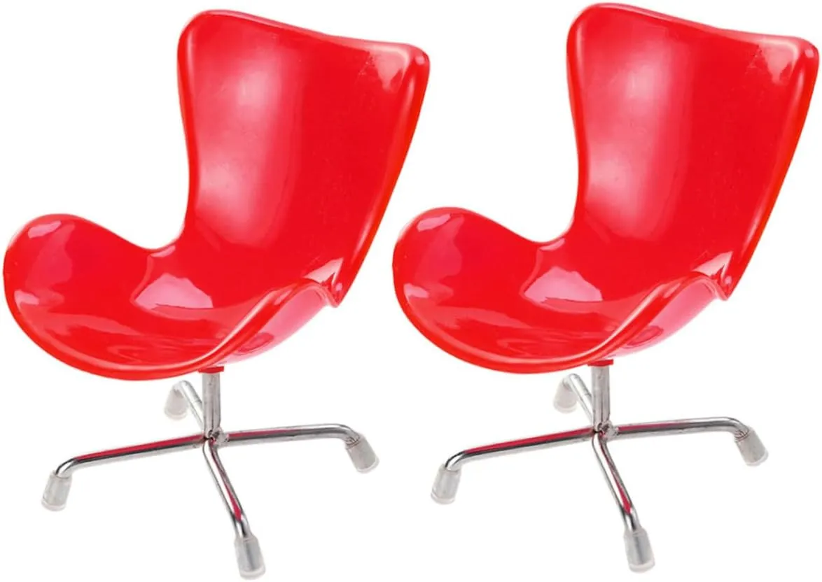 HEMOTON 2pcs Toys Chairs Decor Lovely Miniature Furniture Dollhouse High Chair Dollhouse Recliner Chair Mini House Accessory Metal Miniature Furniture Delicate Miniature Toy Accessories