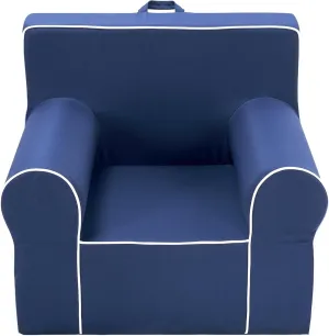 Heritage Kids Navy Everywhere Foam Armchair with Carry Handle and Removable Cover,25"x21"x 22",Ages 3 