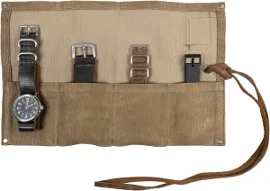 Hide & Drink, Waterproof Waxed Canvas Travel Watch Roll Organizer with 4 Slots, Easy Carry On Watchlover Storage, Handmade Travel Case, Fatigue