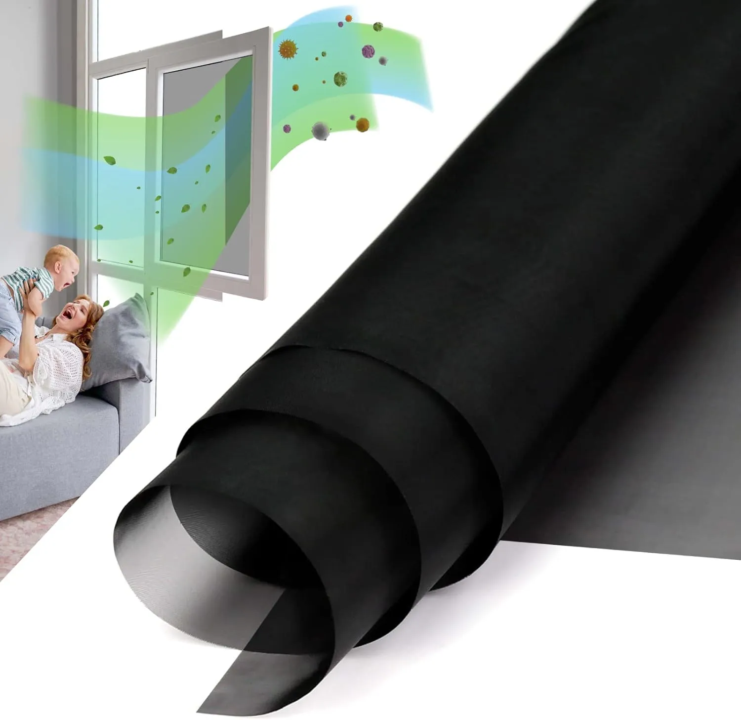 High Density Window Screen Roll, Pollen Filtering Window Screen Replacement, 135 Holes Per Inch, Pollen Guard Screen for Air Filtration, 39 x 99 inch