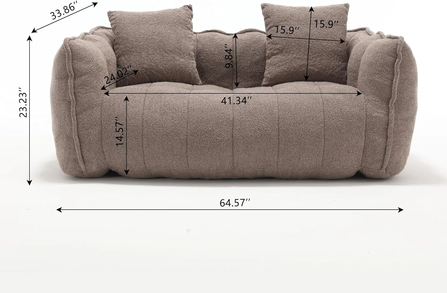 HMFULE Twin Size Bean Bag Chairs for Adults, Bean Bag Couch, Loveseat Bean Bag Sofa Modern Lazy Sofa Chair with Armrests for Living Room, Bedroom, Apartment Coffee