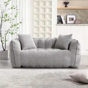 HMFULE Twin Size Bean Bag Chairs for Adults, Bean Bag Couch, Loveseat Bean Bag Sofa Modern Lazy Sofa Chair with Armrests for Living Room, Bedroom, Apartment Grey