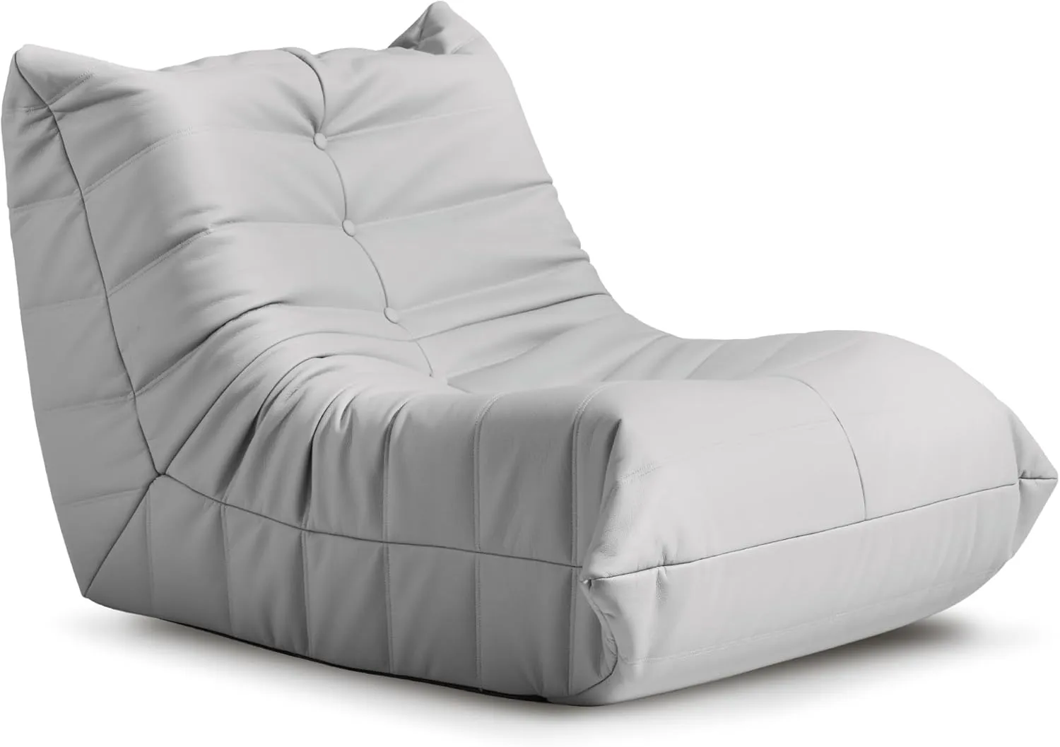 Hobestluk Bean Bag Chair Giant Bean Bag Sofa Memory Foam Bean Bag Chairs for Adults, Bean Bag Couches Faux Leather Bean Bag Chairs for Living Room Bedroom Dorm Office (Light Grey)