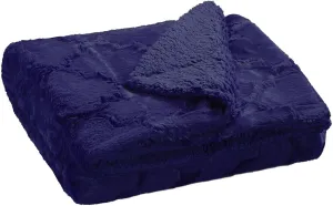 Home Soft Things Brushed Faux Fur Throw with Sherpa Backing, 60'' x 80'', Navy Blue Soft Fluffy Lightweight Luxury Throw for All Seasons Home Décor