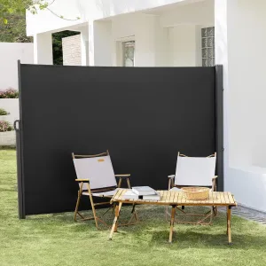 HOMEDEMO Retractable Side Awning 146" x 71" Carbon Gray, Privacy Screen Protection Awning, Waterproof & UV-Resistant Outdoor Side Pull Shade, for Patios, Balconies, and Gardens
