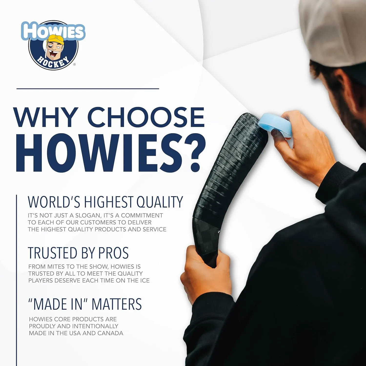 Howies Hockey White Cloth 3-Pack – Strong Grip, Long-Lasting Adhesive Stick Tape for Hockey, Lacrosse, Baseball - 1" x 24yds of Premium Sports Tape per Roll – Includes Free Tape Tin