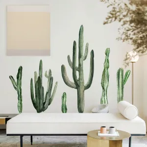 Huge Giant Column Cactus Wall Decals Living Room Saguaro Cactus Tropical Plant Wall Stickers Removable Peel and Stick Wall Art Decor Stickers for Bedroom Classroom Library Bathroom Office