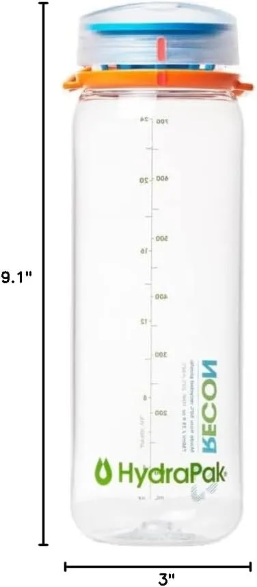 HydraPak Recon Twist & Sip - Wide Mouth Recycled Plastic Water Bottle (24oz or 32oz) - Eco Friendly, BPA Free, Easy Carry