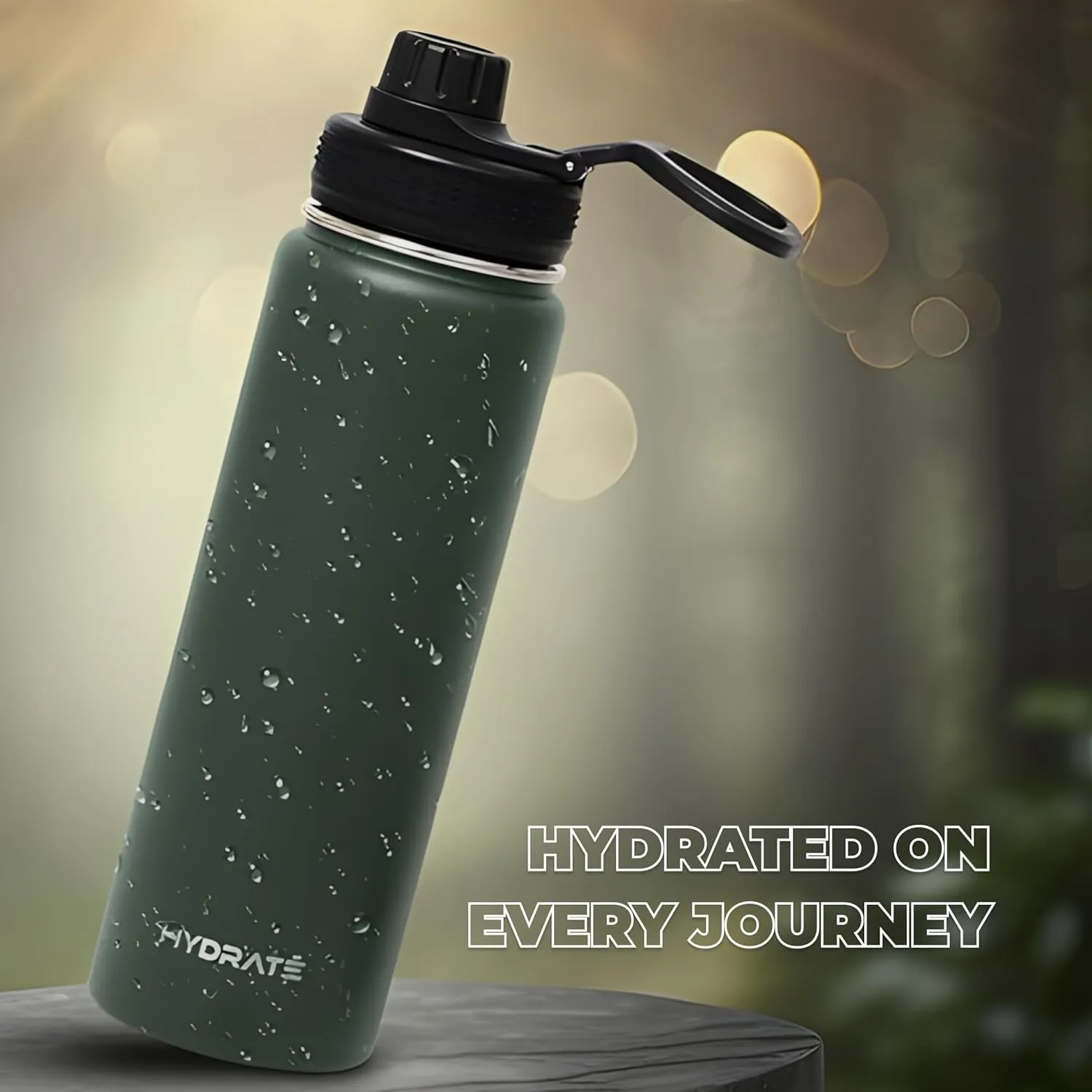 HYDRATE Water Bottle Insulated - Stainless Steel Water Bottles - Reusable Flask with Leak-Proof Design and Convenient Handle - Double Vacuum Insulated Water Bottle