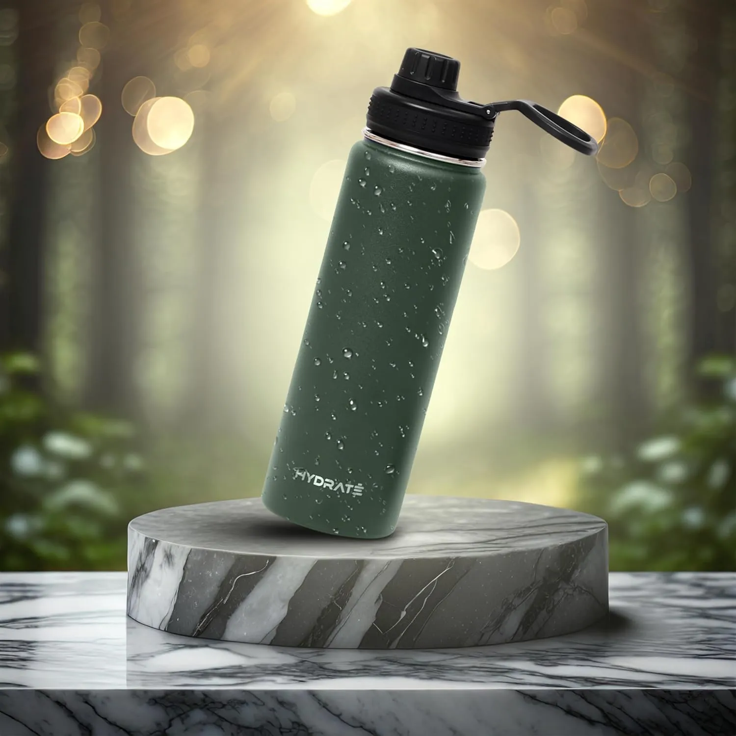 HYDRATE Water Bottle Insulated - Stainless Steel Water Bottles - Reusable Flask with Leak-Proof Design and Convenient Handle - Double Vacuum Insulated Water Bottle