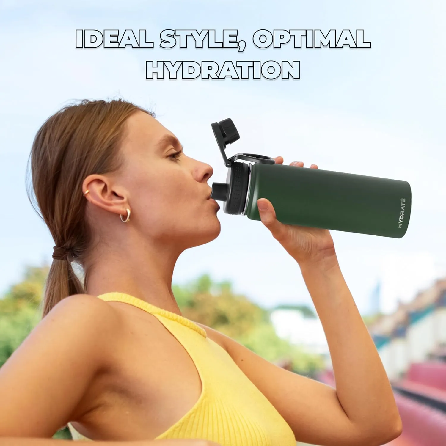 HYDRATE Water Bottle Insulated - Stainless Steel Water Bottles - Reusable Flask with Leak-Proof Design and Convenient Handle - Double Vacuum Insulated Water Bottle