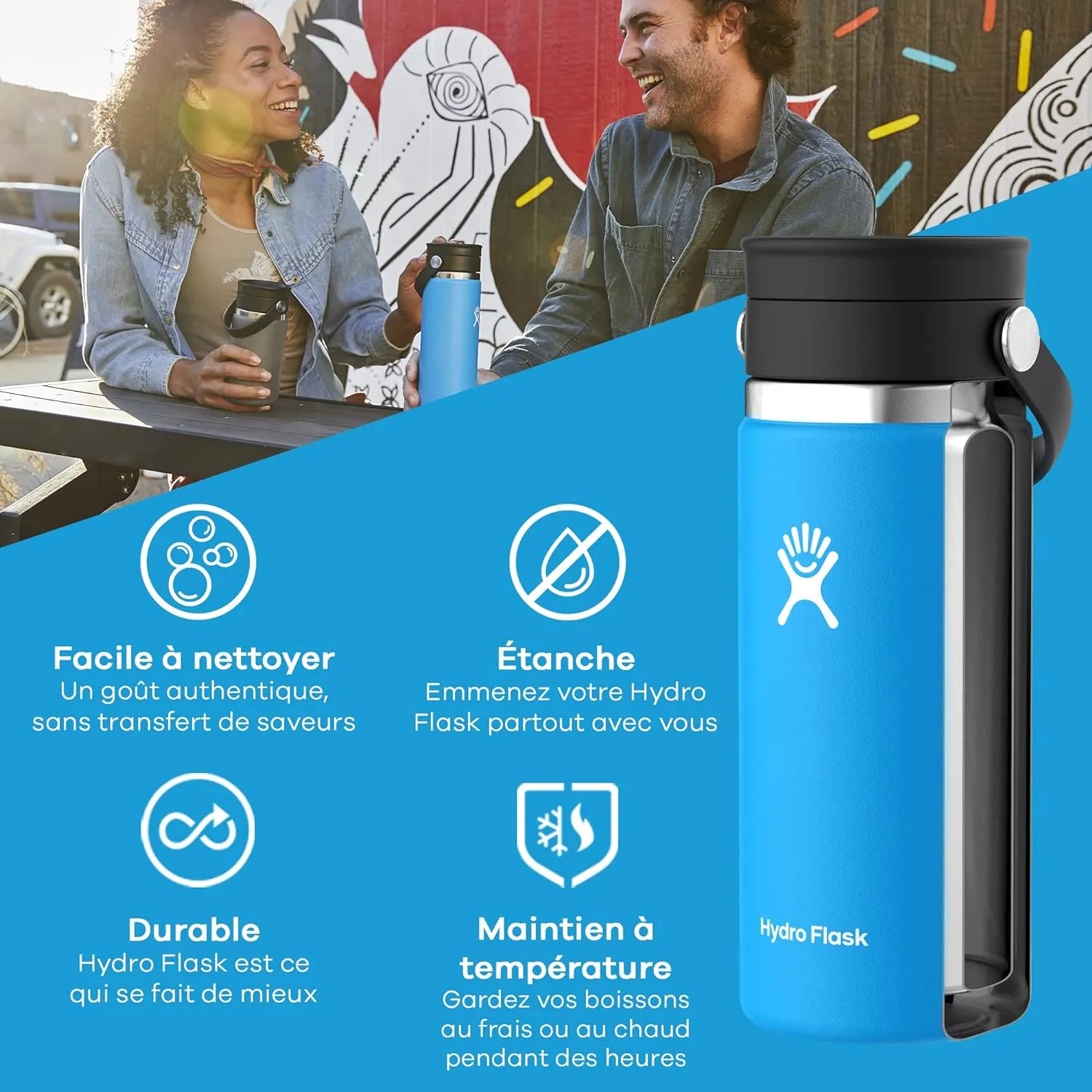 Hydro Flask 16 oz Wide Mouth Bottle with Flex Sip Lid Rain