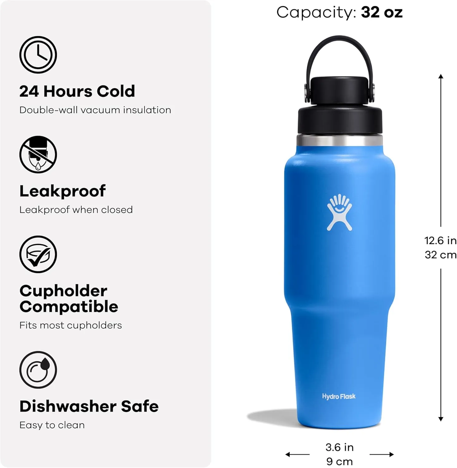 Hydro Flask 32 Oz Wide Flex Chug Cap Travel Bottle Fossil