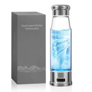 Hydrogen Water Bottle Generator, 5Min 1500PPB Rechargeable Hydrogen Water Generator, 15.22OZ Portable Water Ionizer with SPE PEM Gift for Health Enthusiasts & Home, Office