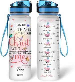 Hyturtle Personalized Christian Water Bottle - 32oz Motivational Faith-Inspired Travel Bottle with Leak-Proof Lid Time Marker - Custom Name Gift for Christian Women - Birthday & Christmas Gift