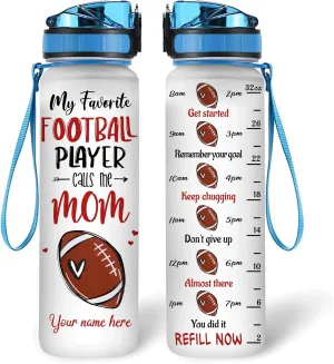 Hyturtle Personalized Football Mom 32Oz Liter Motivational Water Bottle, Customized Name With Time Marker, Gifts For Women Girls Boys Friends Football Fan Lovers On Birthday Anniversary Mother's Day