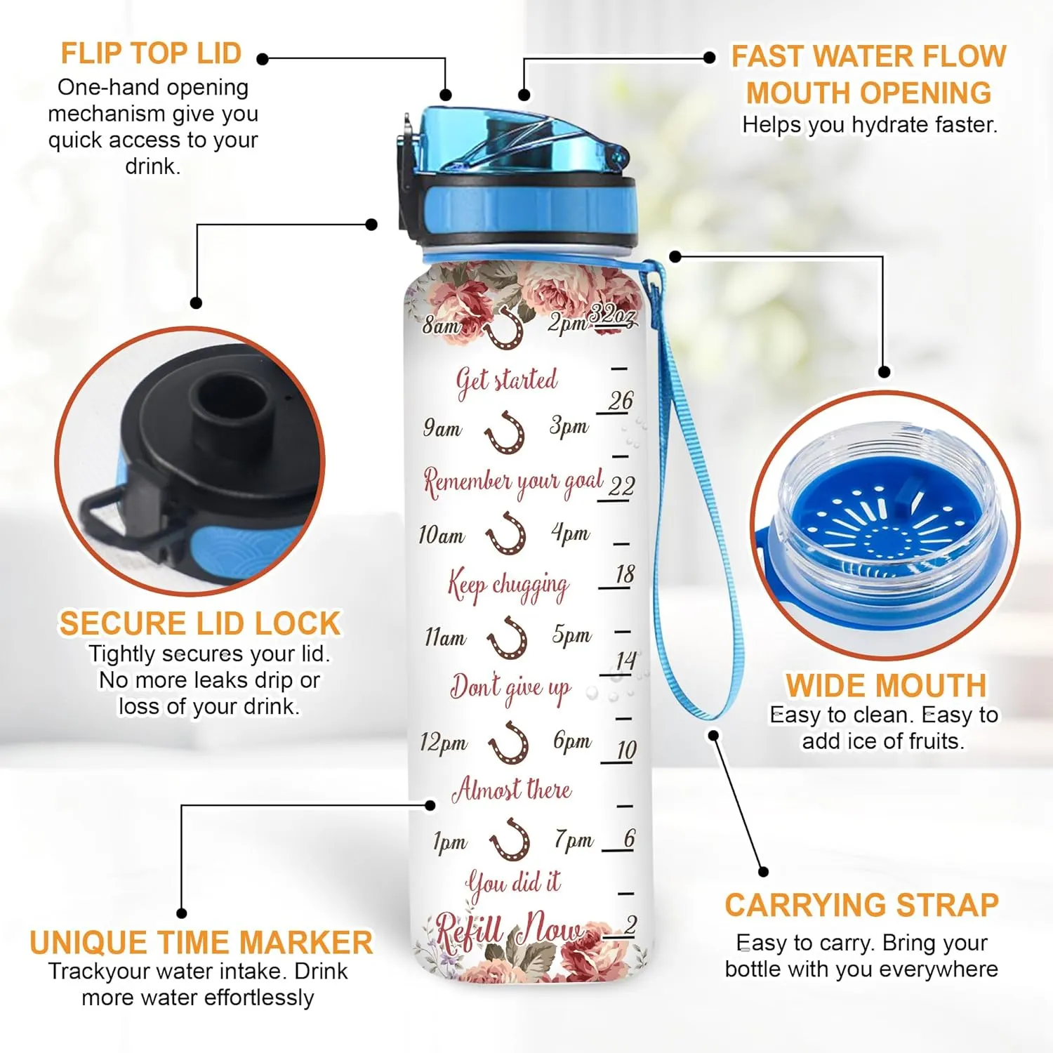 Hyturtle Personalized If You Don't Believe 32Oz Liter Motivational Water Bottle, Customized Name With Time Marker, Gifts For Women, Gifts For Horse Lovers On Birthday, Mother's Day