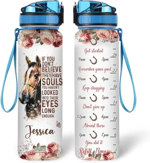 Hyturtle Personalized If You Don't Believe 32Oz Liter Motivational Water Bottle, Customized Name With Time Marker, Gifts For Women, Gifts For Horse Lovers On Birthday, Mother's Day