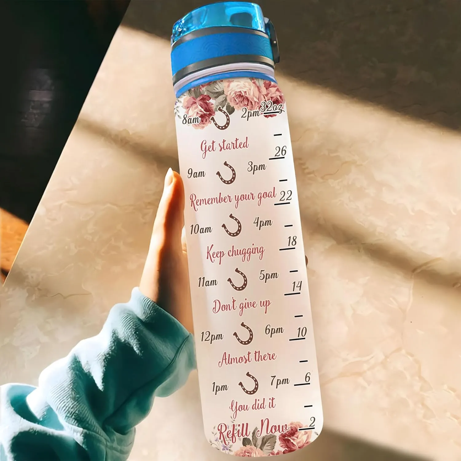 Hyturtle Personalized If You Don't Believe 32Oz Liter Motivational Water Bottle, Customized Name With Time Marker, Gifts For Women, Gifts For Horse Lovers On Birthday, Mother's Day