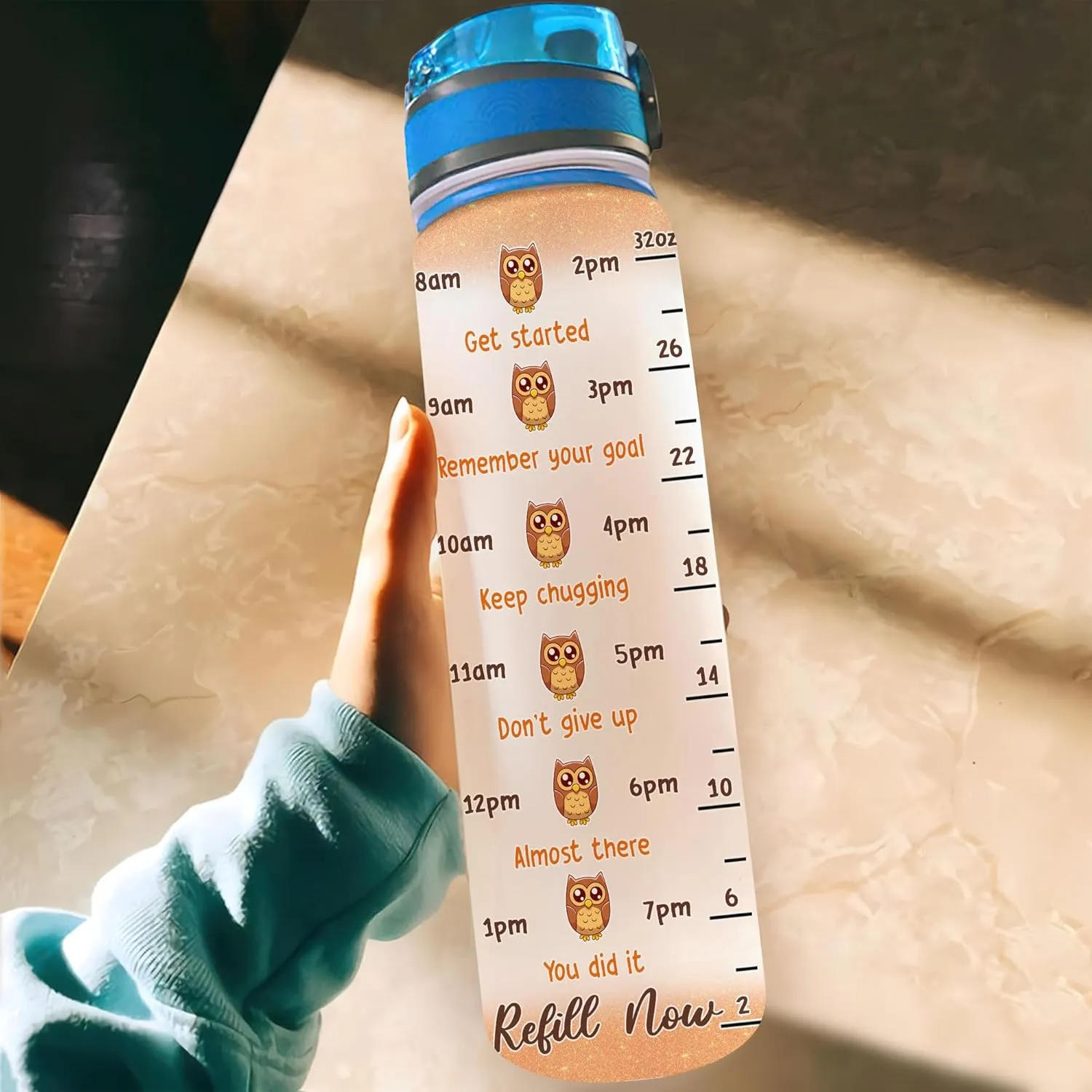Hyturtle Personalized Owl Lovers 32 Oz 1Liter Motivational Water Bottle, I Just Freaking Love Owls Customized Name Water Bottle With Time Marker, Animal Gifts For Women Girl On Birthday, Mother Day's