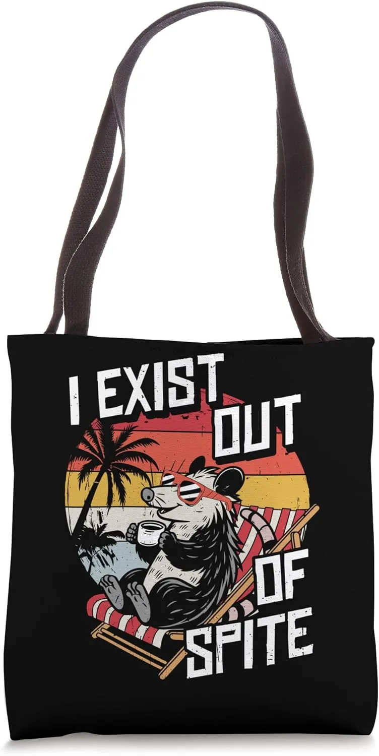 I EXIST OUT OF SPITE Funny Opossum Tote Bag