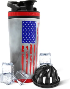 Ice Shaker Insulated Stainless Steel Shaker Bottle | 26oz, American Flag | Cold for 30  Hours | Insulated Cup with Twist-on Agitator | Odor-Free Shaker Cup for Protein Shakes, Smoothies, Cocktails