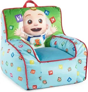 Idea Nuova Cocomelon Kids Mink Plush Bean Bag Chair with Piping & Top Carry Handle , Large