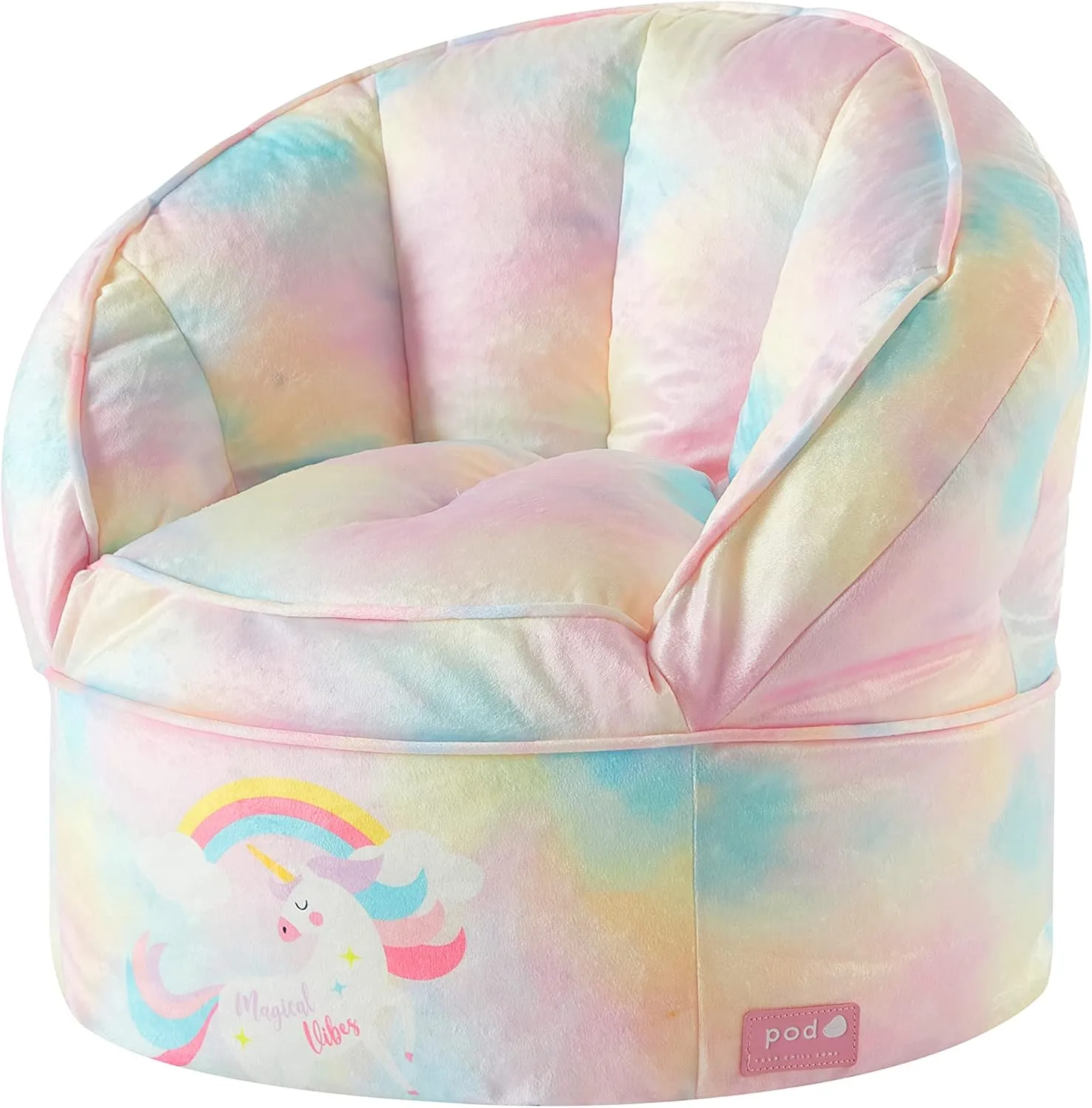 Idea Nuova Unicorn Round Bean Bag Chair for Kids, Ages 3 , Large