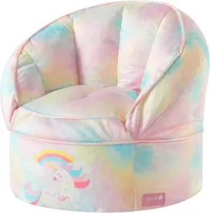 Idea Nuova Unicorn Round Bean Bag Chair for Kids, Ages 3 , Large