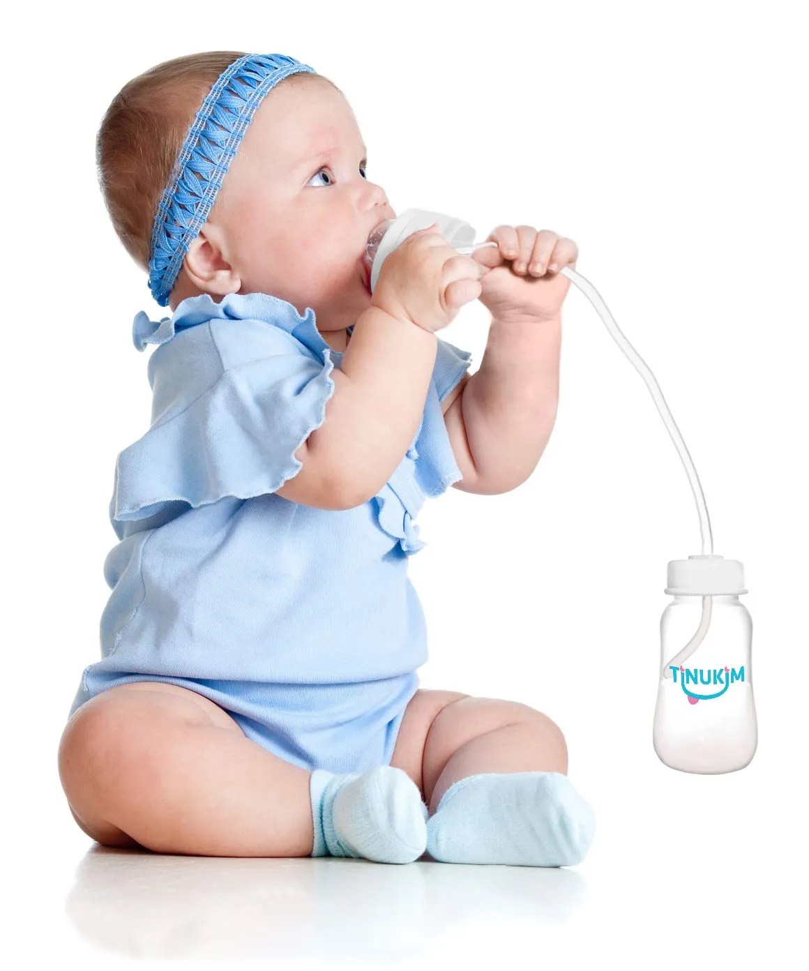 iFeed 4 Ounce Self Feeding Baby Bottle with Tube - Handless Anti-Colic Nursing System, White - 2-Pack