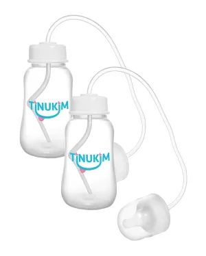 iFeed 4 Ounce Self Feeding Baby Bottle with Tube - Handless Anti-Colic Nursing System, White - 2-Pack