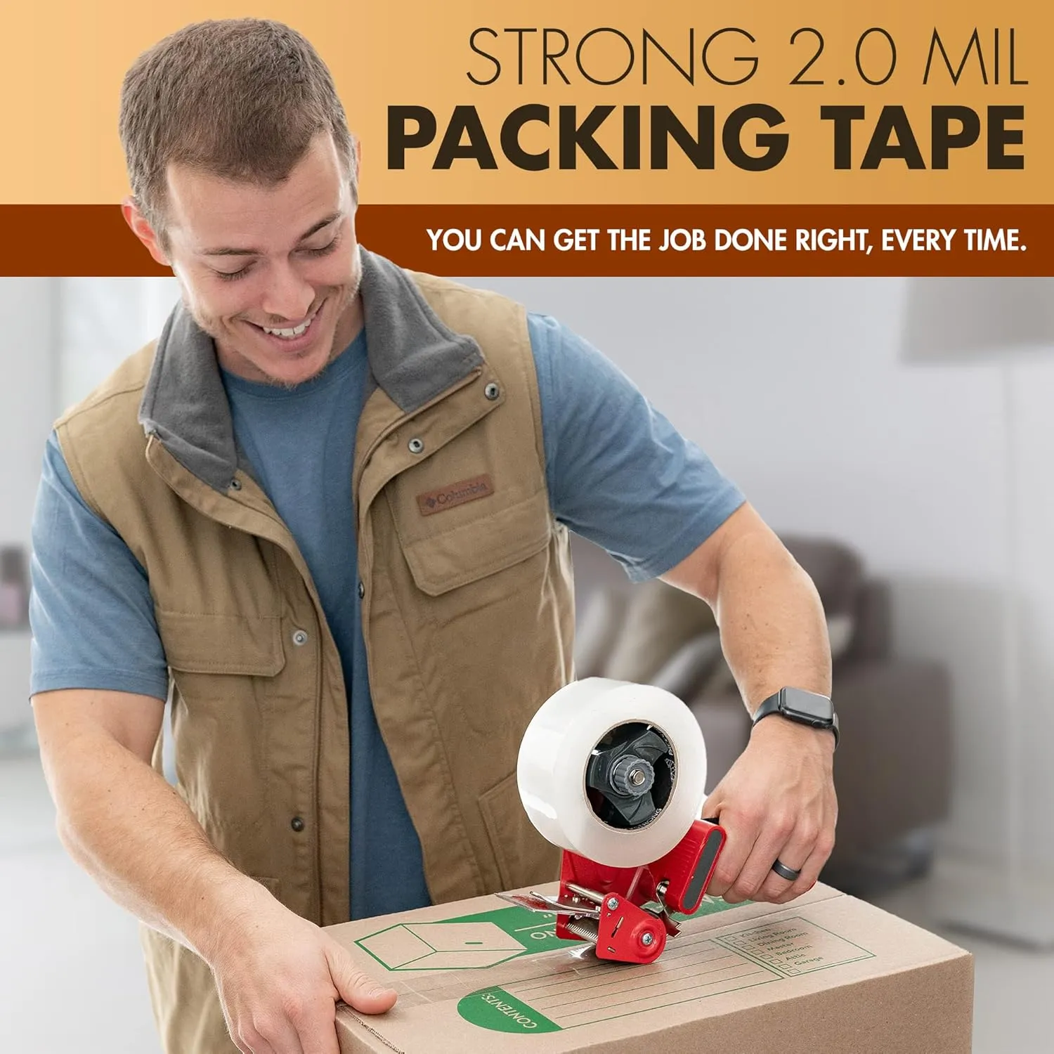 Industrial Grade Clear Packing Tape 6 Rolls - 110 Yards per Roll - 3" Wide x 2.0 mil Thick, Acrylic Adhesive Heavy Duty Tape for Box Office Moving Packaging Shipping