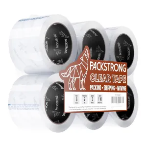 Industrial Grade Clear Packing Tape 6 Rolls - 110 Yards per Roll - 3" Wide x 2.0 mil Thick, Acrylic Adhesive Heavy Duty Tape for Box Office Moving Packaging Shipping
