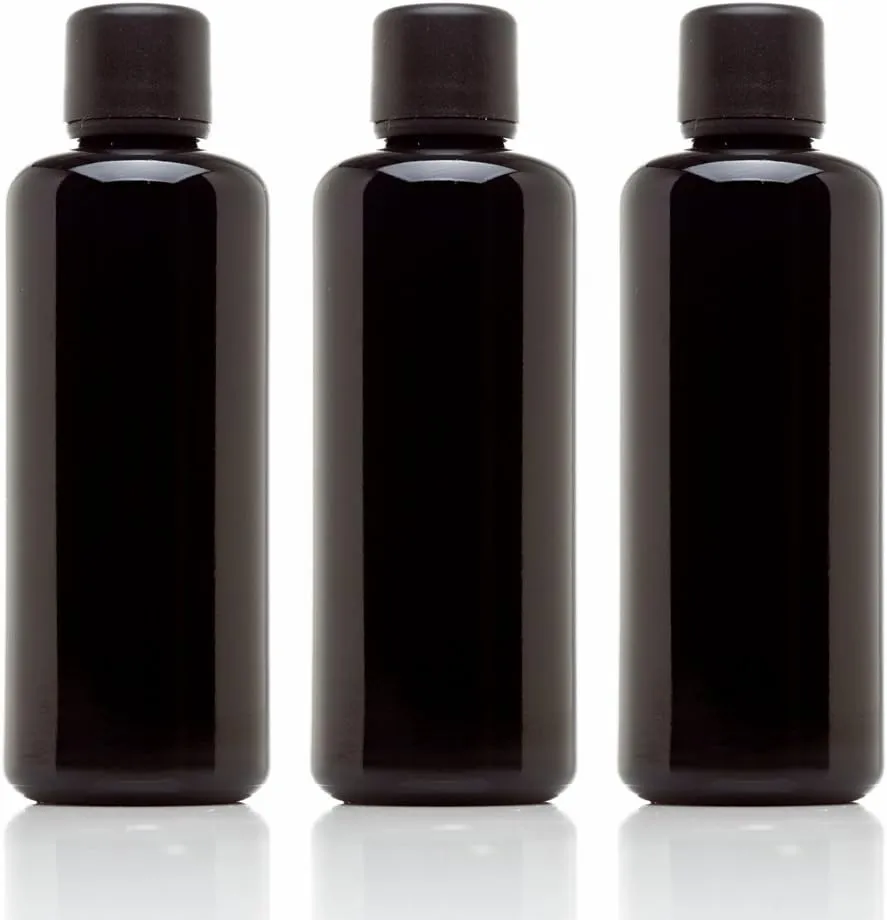 Infinity Jars Glass Bottle 100 ML (3.4 fl oz) Euro Dropper Cap Black Ultraviolet Dropper Airtight Seal Refillable Perfect For Long-term Storage Of Essential Oils Serum, Screw Top Bottle Pack 3