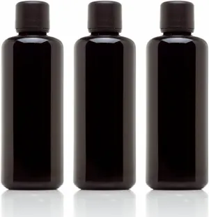 Infinity Jars Glass Bottle 100 ML (3.4 fl oz) Euro Dropper Cap Black Ultraviolet Dropper Airtight Seal Refillable Perfect For Long-term Storage Of Essential Oils Serum, Screw Top Bottle Pack 3
