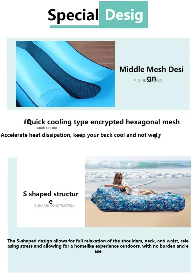 Inflatable Lounger Air Sofa Chair - Camping and Beach Accessories - Portable Waterproof Sofa Suitable for Hiking, Picnic, Outdoor, Backyard, etc. Amphibious use (Desert Sand Khaki)