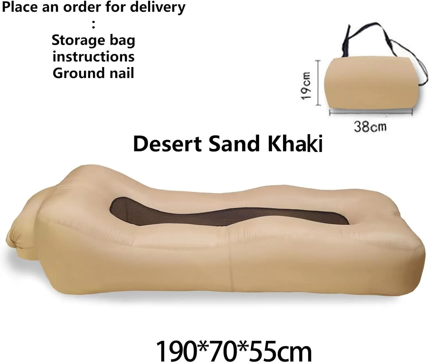 Inflatable Lounger Air Sofa Chair - Camping and Beach Accessories - Portable Waterproof Sofa Suitable for Hiking, Picnic, Outdoor, Backyard, etc. Amphibious use (Desert Sand Khaki)