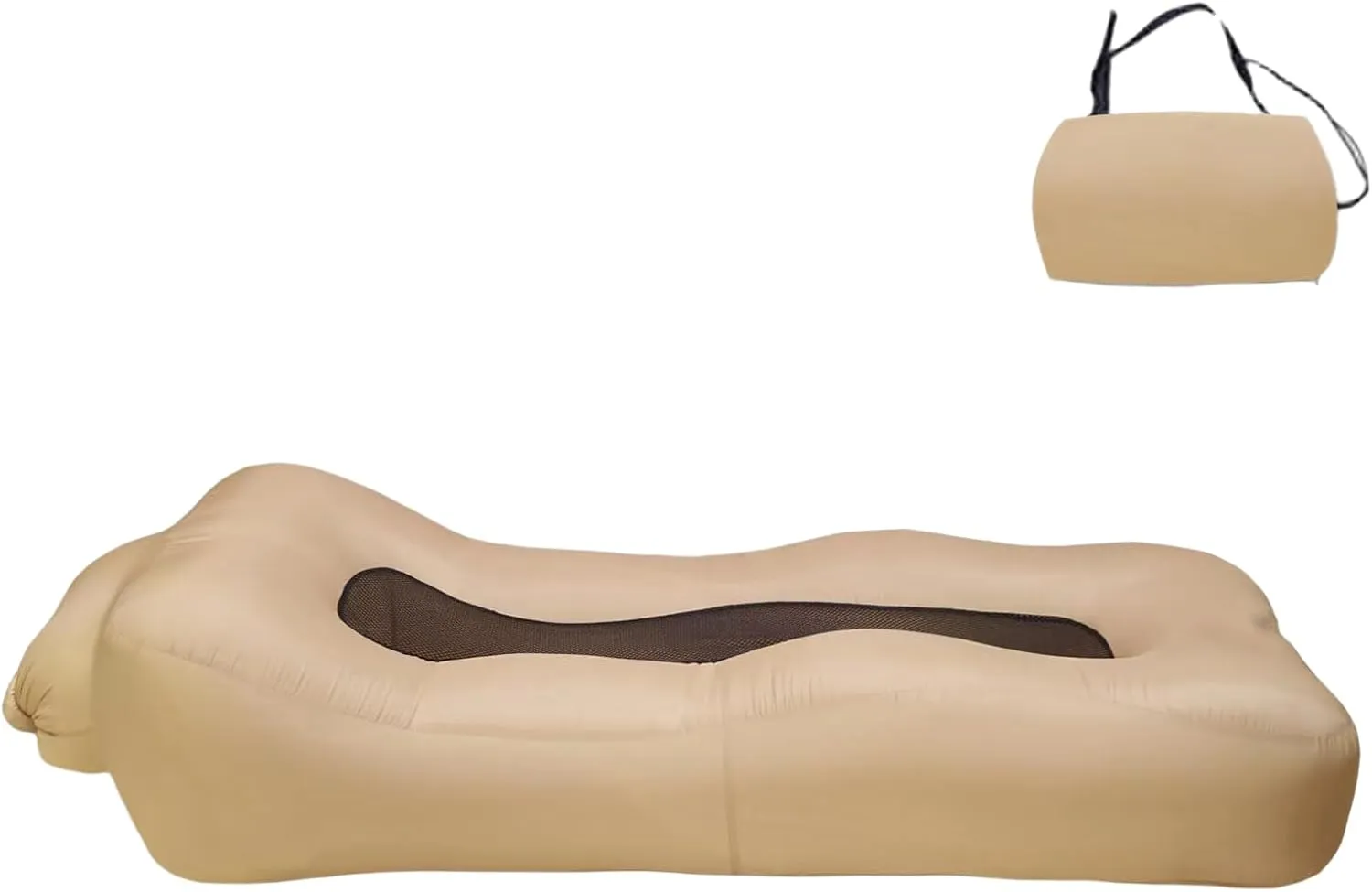 Inflatable Lounger Air Sofa Chair - Camping and Beach Accessories - Portable Waterproof Sofa Suitable for Hiking, Picnic, Outdoor, Backyard, etc. Amphibious use (Desert Sand Khaki)