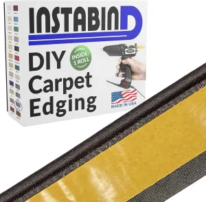 Instabind Carpet Binding - Regular Style & Rug Edge Binding, Ideal for Area Rugs, Durable Hold, DIY Carpet Finishing Edge - Graphite, 54 ft Rolls