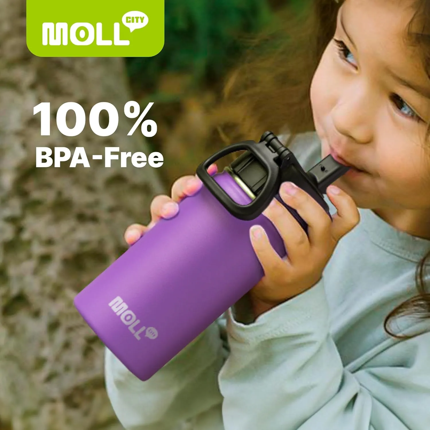 Insulated Water Bottle with Straw-18 oz Stainless Steel Double Wall Vacuum Wide Mouth Water Bottle with Silicone Boot for Travel, Sports (Black)