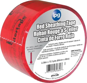 Intertape Sheathing Tape, 2.36" x 72.1 yd, Red/Black, 5560CNDR