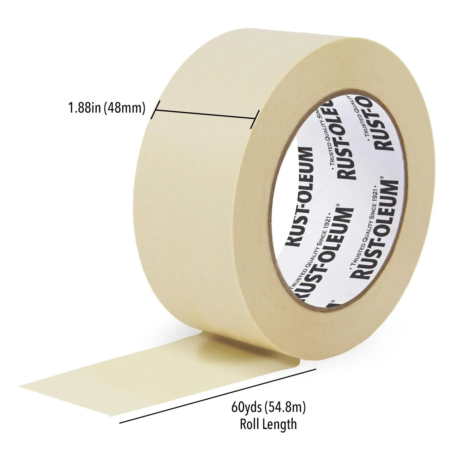 IPG Rust-Oleum General Purpose Multi-Surface Adhesive Masking Tape, Adheres Securely and Removes Easily, 1.88" x 60yd, Single Roll