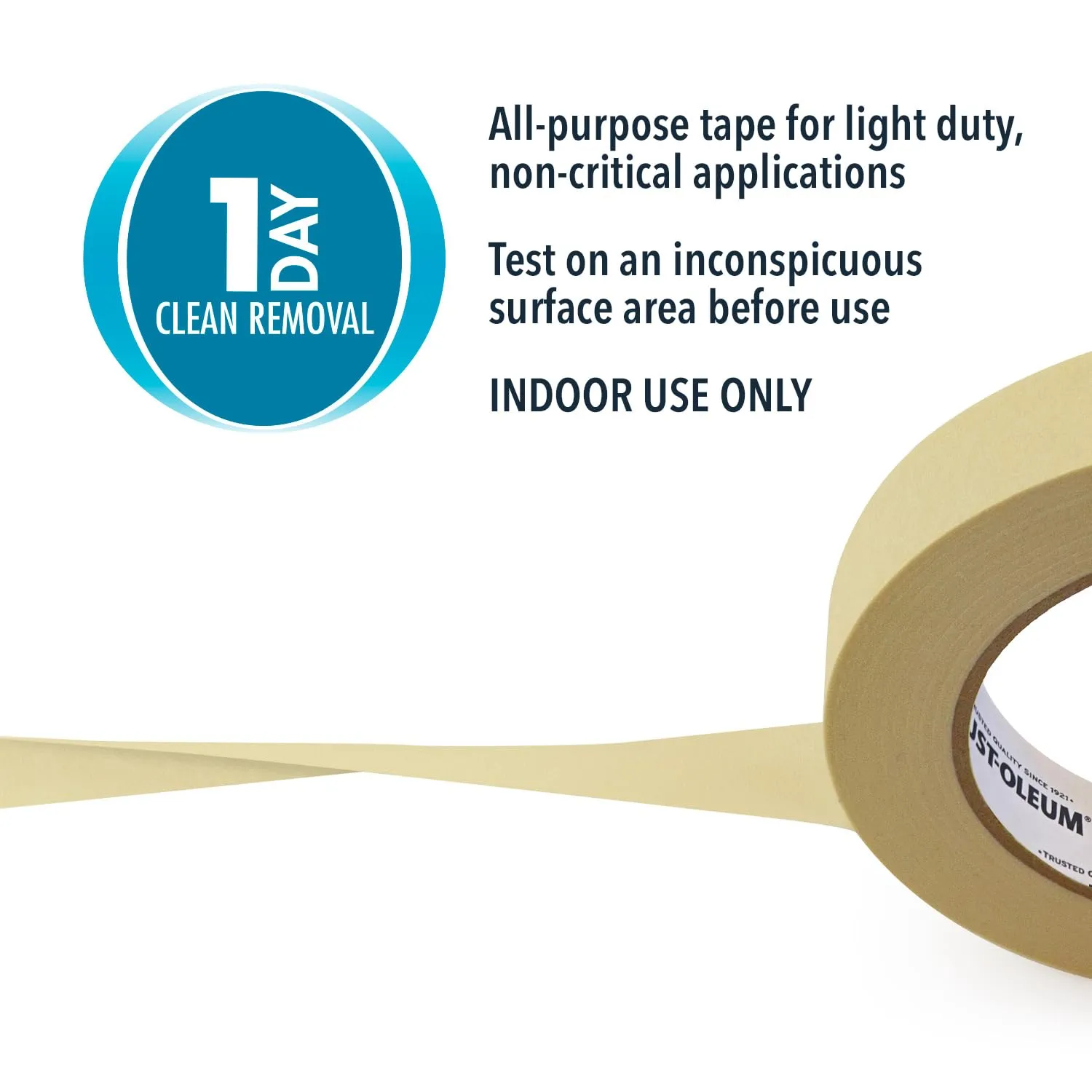 IPG Rust-Oleum General Purpose Multi-Surface Adhesive Masking Tape, Adheres Securely and Removes Easily, 1.88" x 60yd, Single Roll