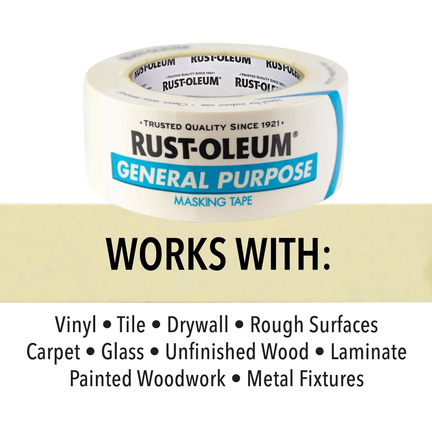 IPG Rust-Oleum General Purpose Multi-Surface Adhesive Masking Tape, Adheres Securely and Removes Easily, 1.88" x 60yd, Single Roll