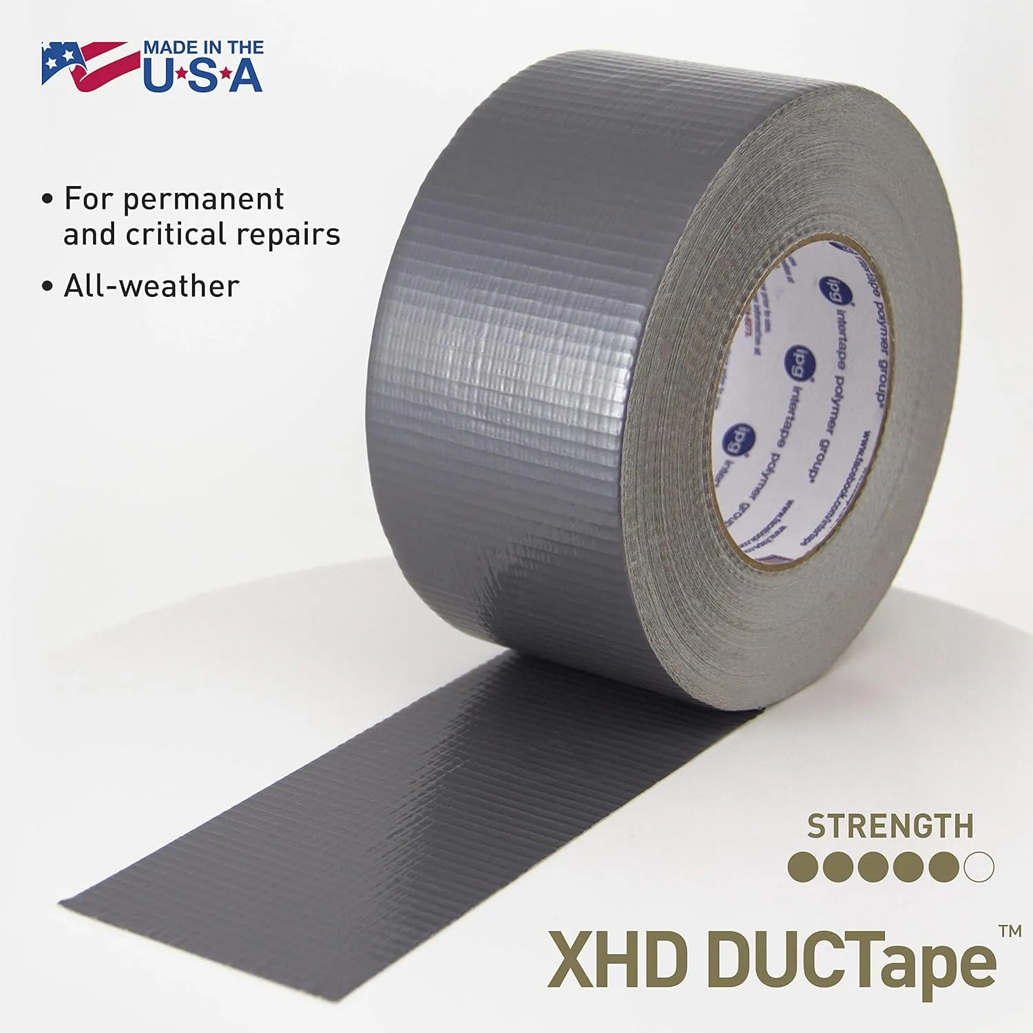 IPG XHD DUCTape, Extra Heavy Duty Duct Tape, 1.88" x 60 yd, Silver (Single Roll)