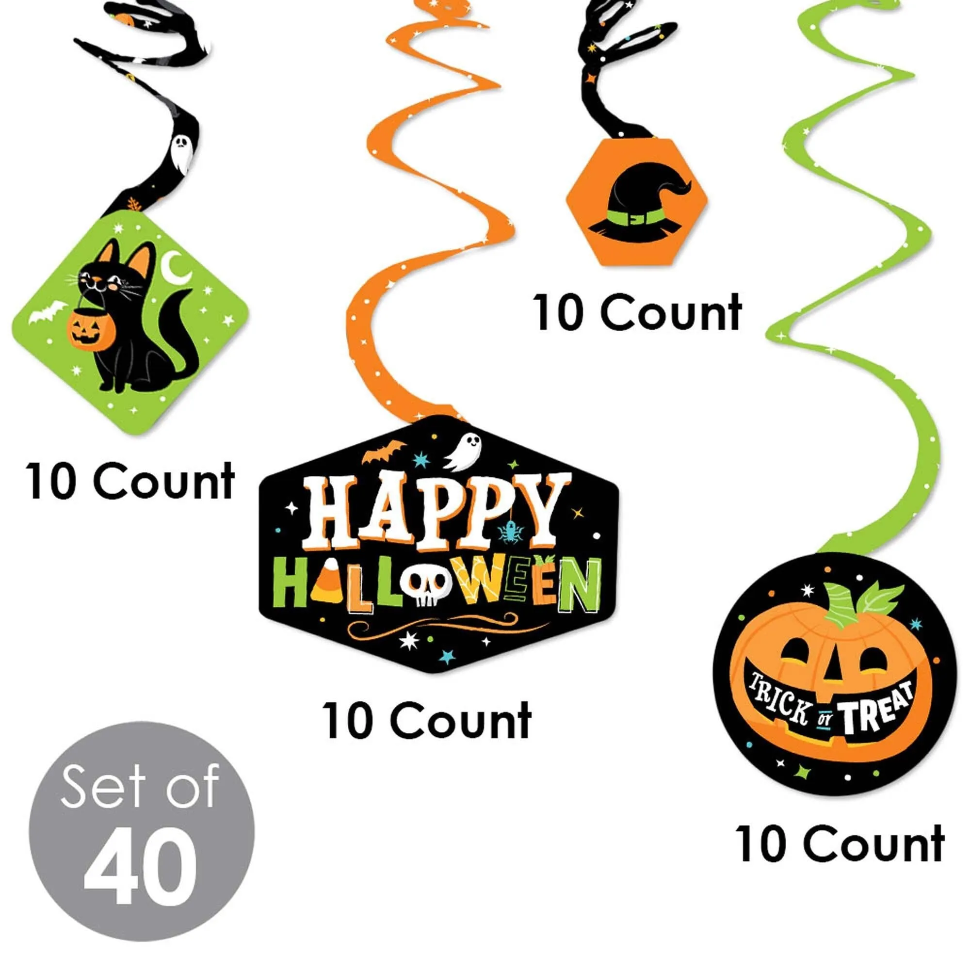 Jack-O'-Lantern Halloween - Halloween Party Hanging Decor - Party Decoration Swirls - Set of 40