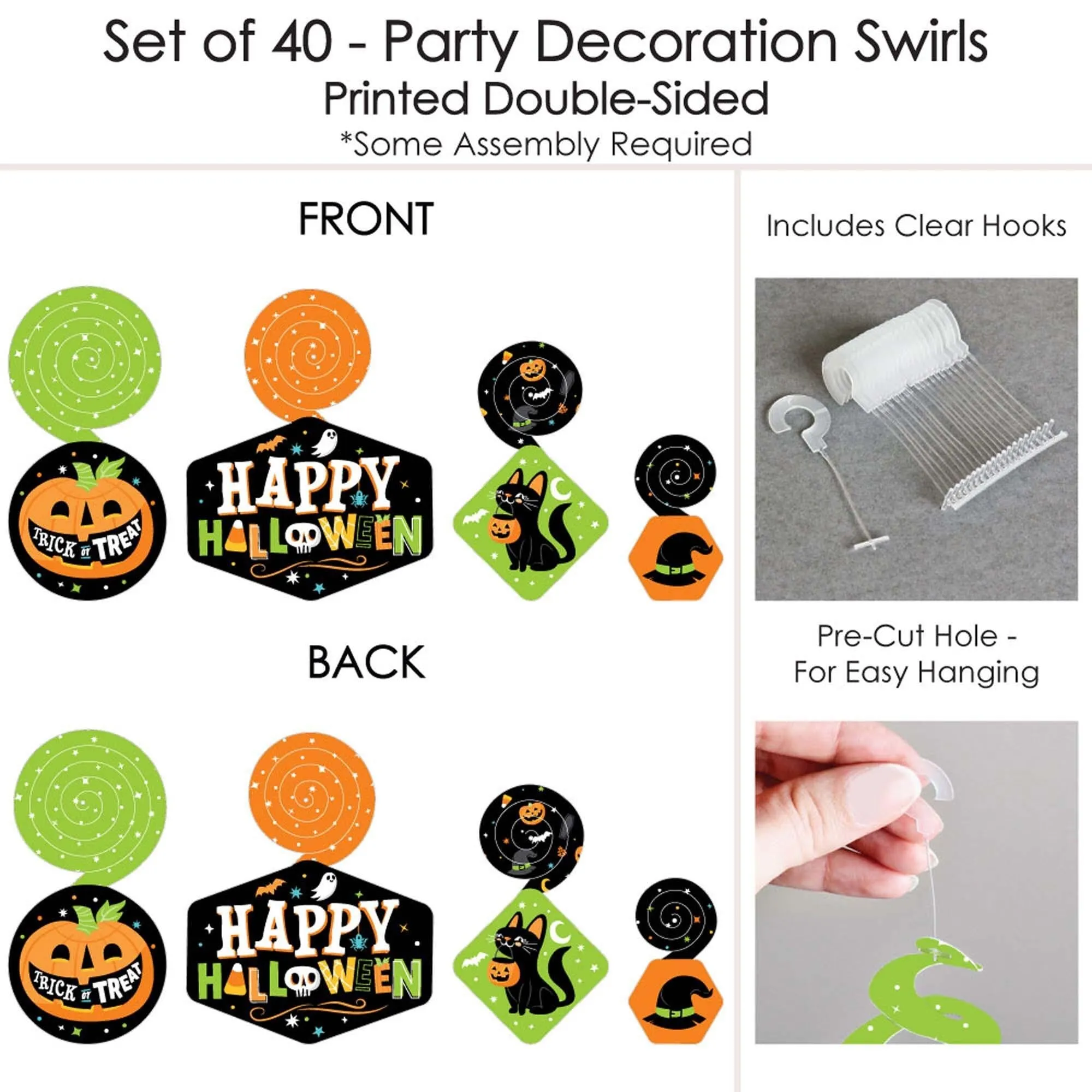 Jack-O'-Lantern Halloween - Halloween Party Hanging Decor - Party Decoration Swirls - Set of 40