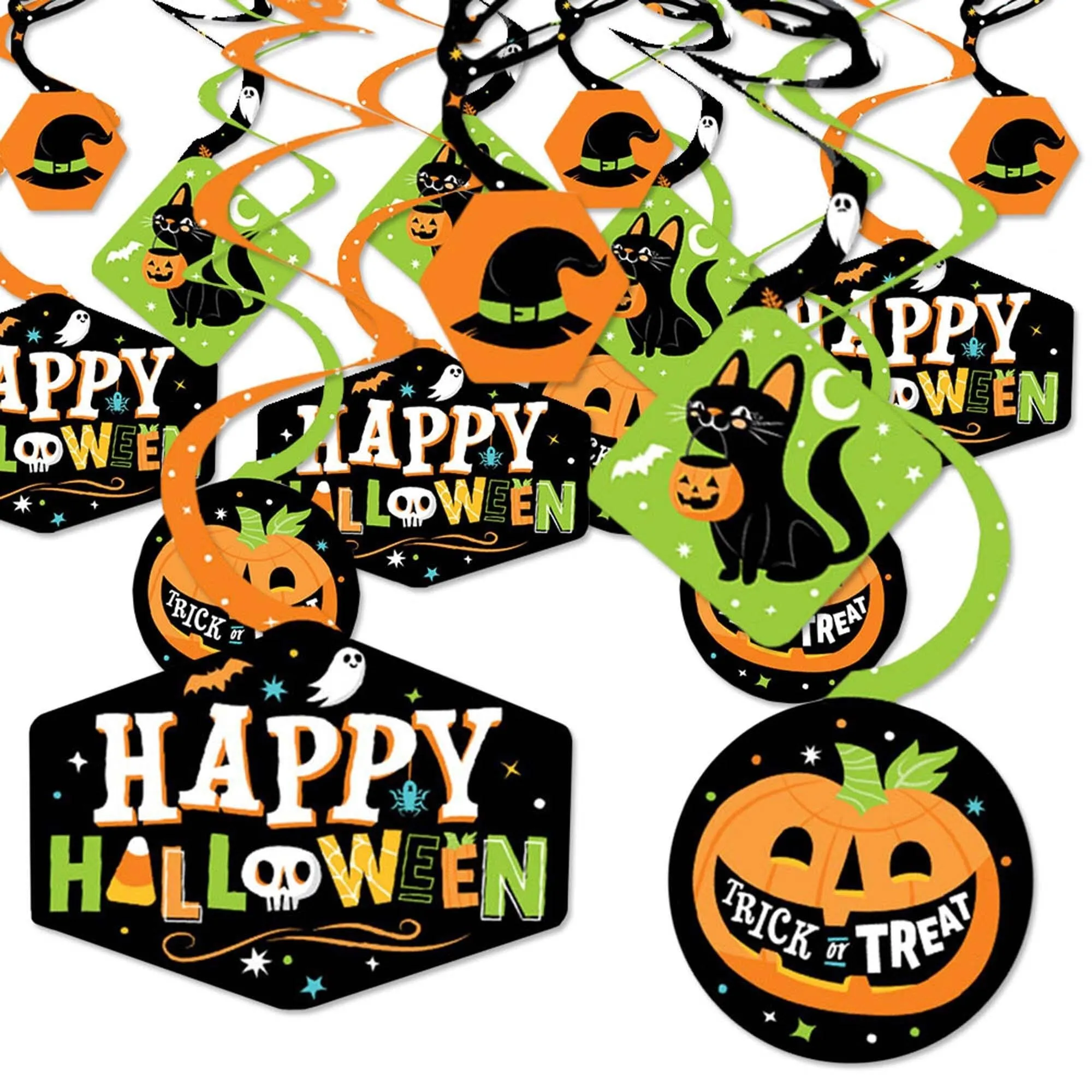 Jack-O'-Lantern Halloween - Halloween Party Hanging Decor - Party Decoration Swirls - Set of 40